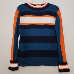 Red Queen striped long-sleeved teal orange sweater Womens XL